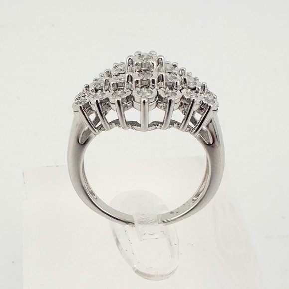Beautiful 1/2 Carat Natural Diamond Cluster Ring in Sterling Silver - Picture 7 of 16